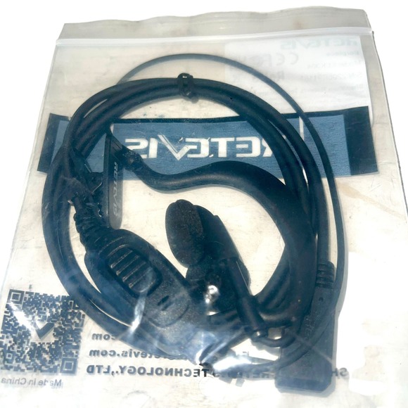Retevis 2-Pin Ear hook Earpiece EEK004 W/ Collar Clip & PTT Button Black - Picture 4 of 4